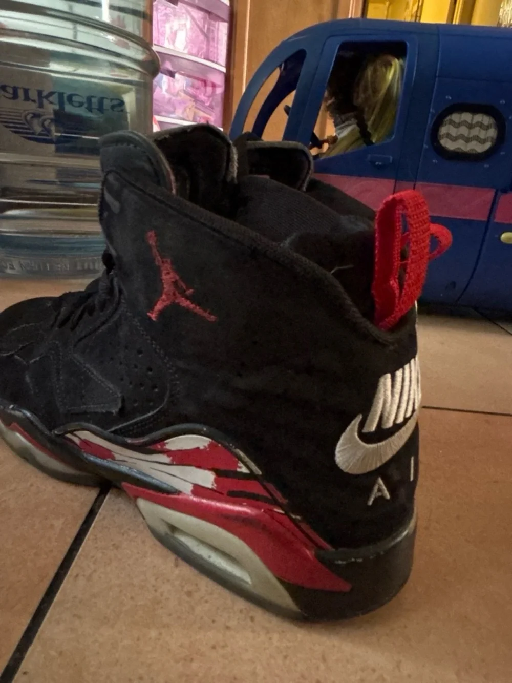 Jordan Kids Black and Red High-Top Sneakers